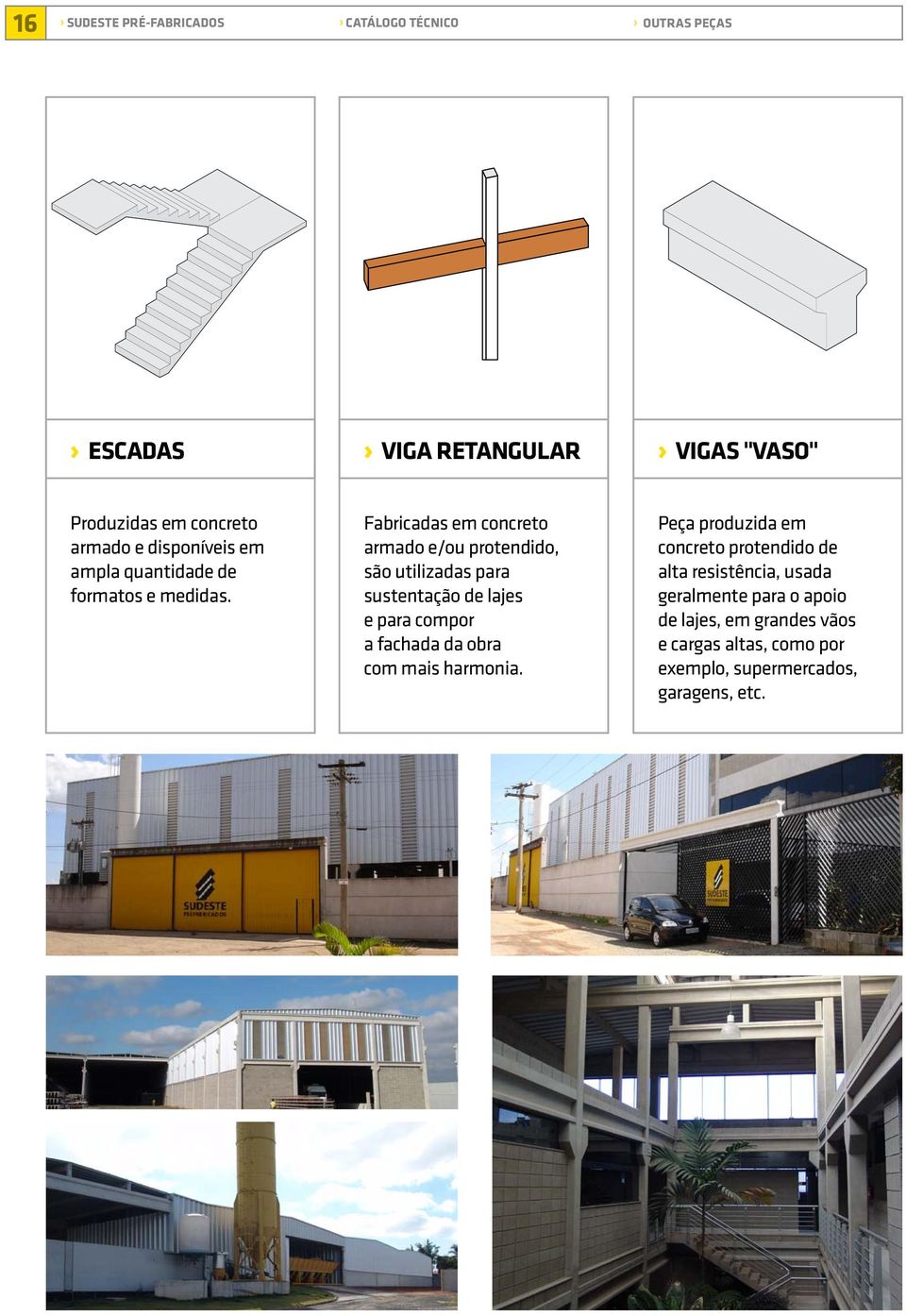 Fabricadas em concreto armado e/ou protendido, são utilizadas para sustentação de lajes e para compor a fachada da obra com