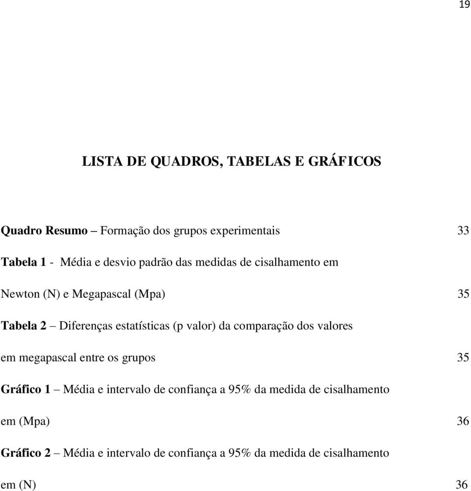 valor) da comparação dos valores em megapascal entre os grupos 35 Gráfico 1 Média e intervalo de confiança a 95%