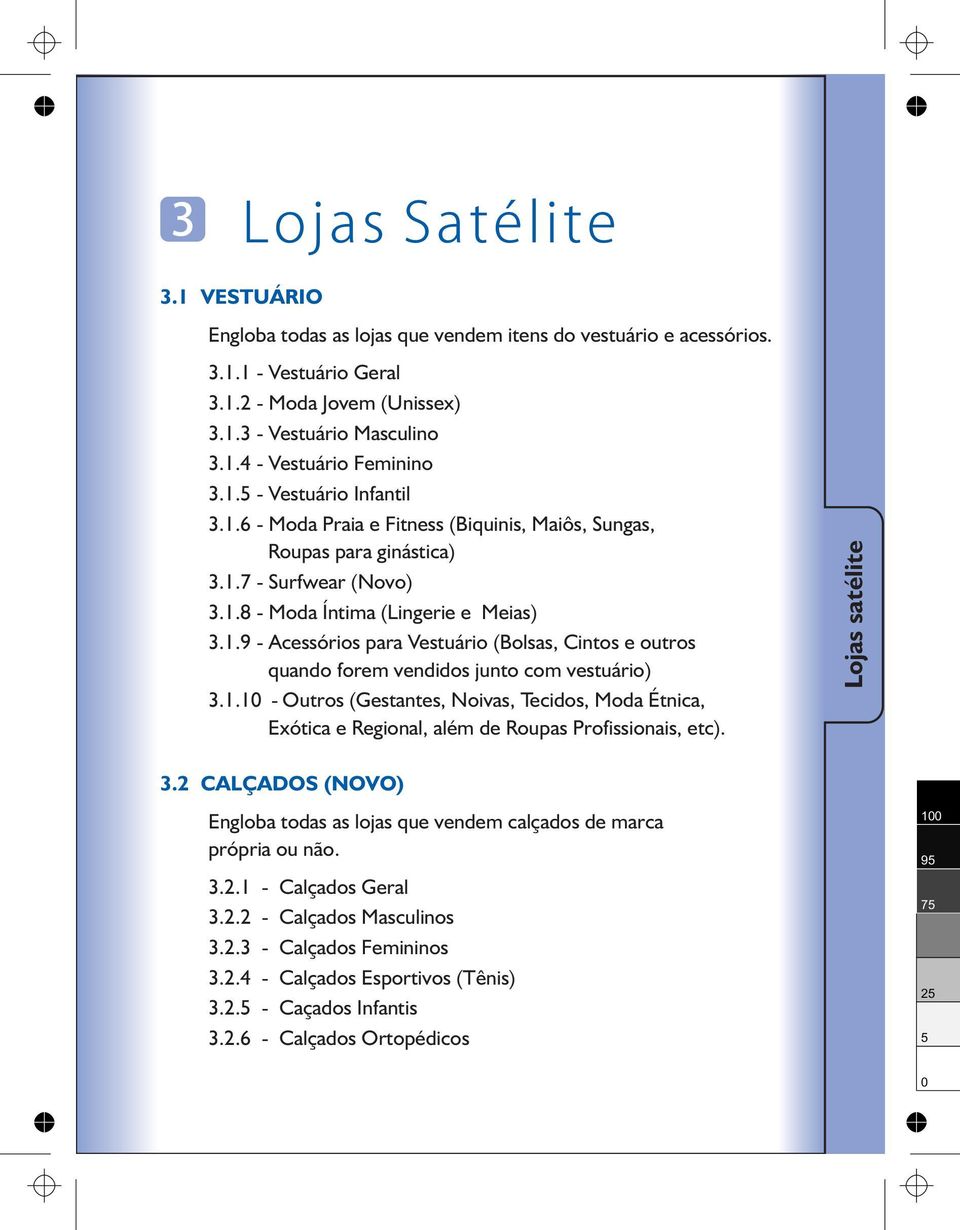 1.1 - Outros (Gestantes, Noivas, Tecidos, Moda Étnica, Exótica e Regional, além de Roupas Profissionais, etc). Lojas satélite 3.