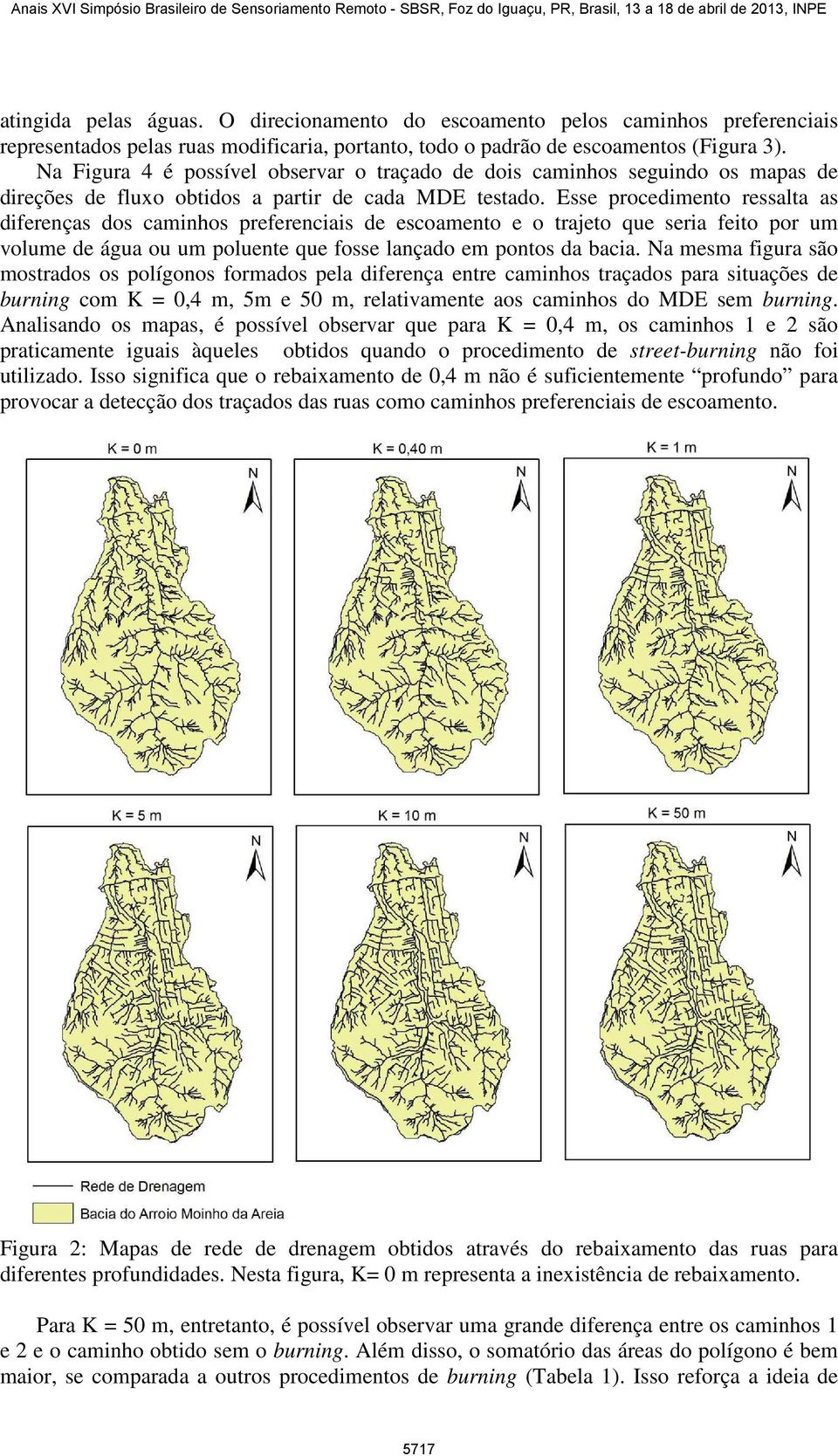 Esse procedimento ressalta as diferenças dos caminhos preferenciais de escoamento e o trajeto que seria feito por um volume de água ou um poluente que fosse lançado em pontos da bacia.