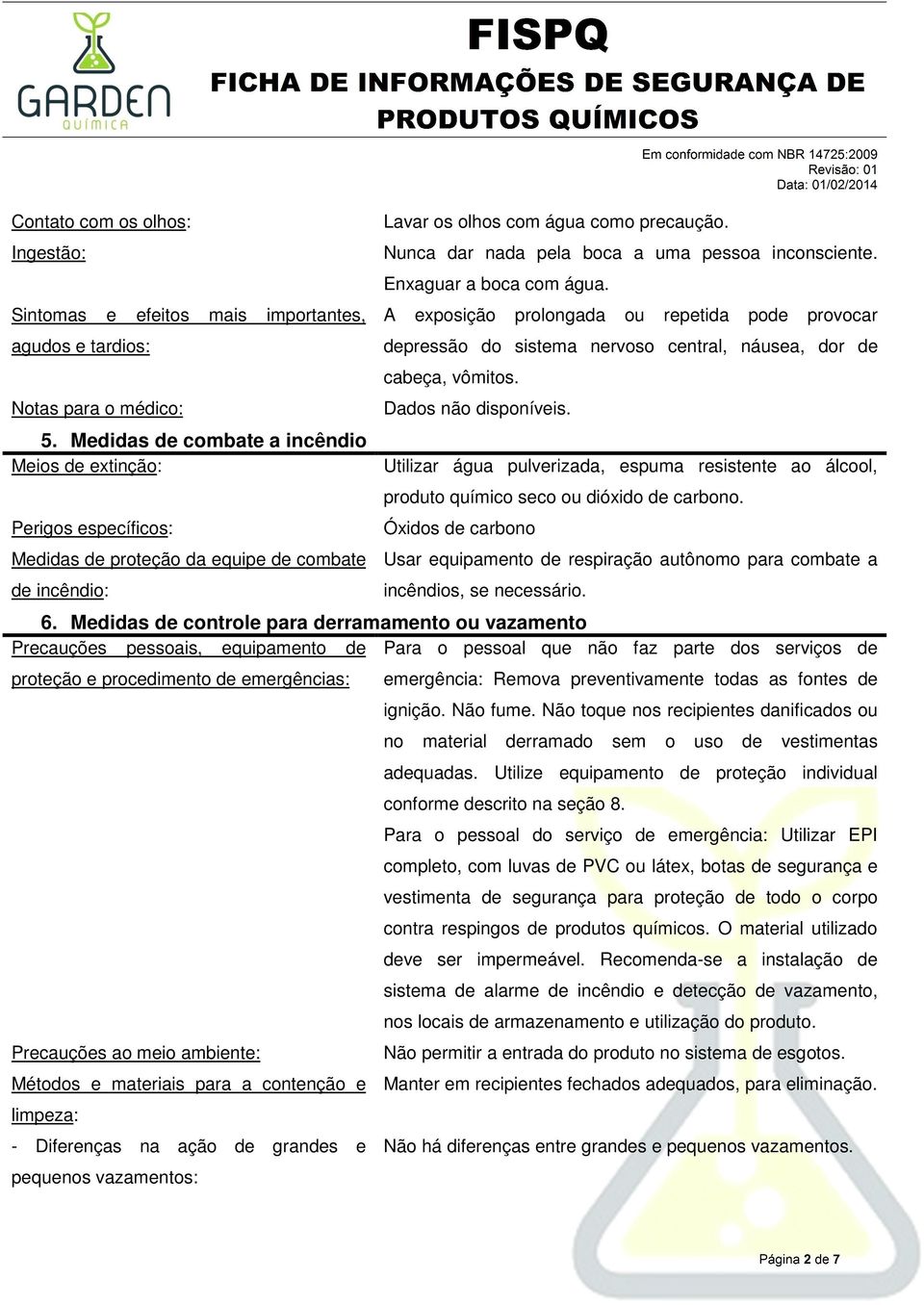 Nunca dar nada pela boca a uma pessoa inconsciente. Enxaguar a boca com água. A exposição prolongada ou repetida pode provocar depressão do sistema nervoso central, náusea, dor de cabeça, vômitos.