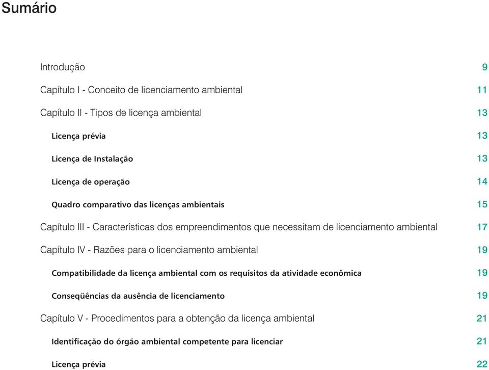 Razões para o licenciamento ambiental Compatibilidade da licença ambiental com os requisitos da atividade econômica Conseqüências da ausência de licenciamento