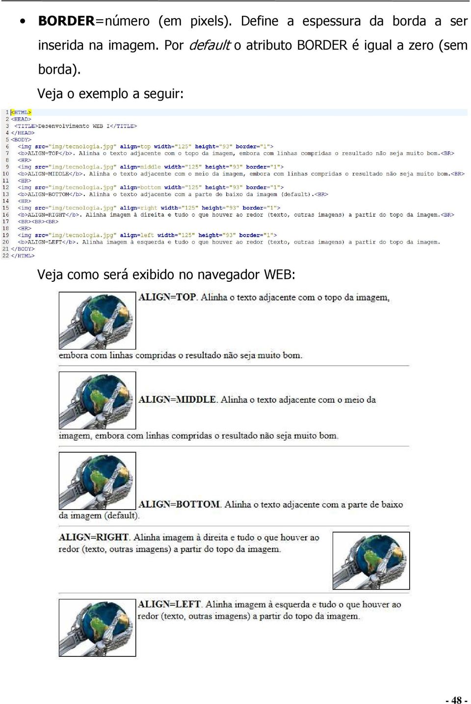 Por default o atributo BORDER é igual a zero (sem