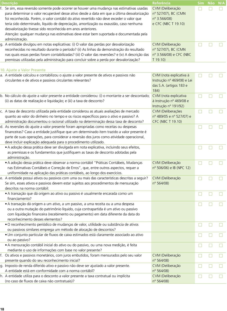 em anos anteriores. Atenção: qualquer mudança nas estimativas deve estar bem suportada e documentada pela administração. g.