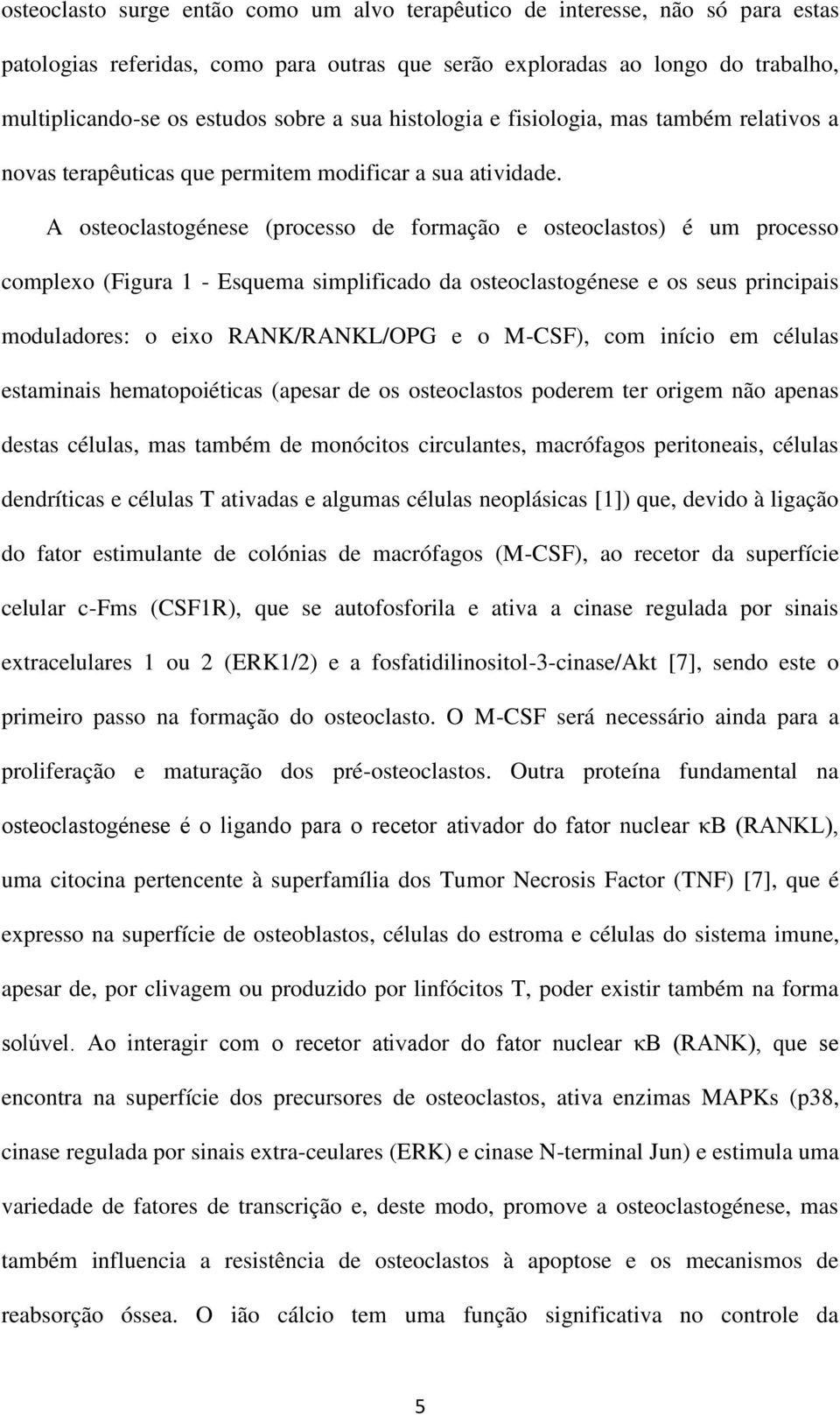 A osteoclastogénese (processo de formação e osteoclastos) é um processo complexo (Figura 1 - Esquema simplificado da osteoclastogénese e os seus principais moduladores: o eixo RANK/RANKL/OPG e o