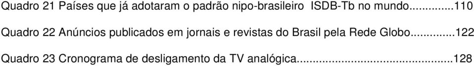 ..110 Quadro 22 Anúncios publicados em jornais e