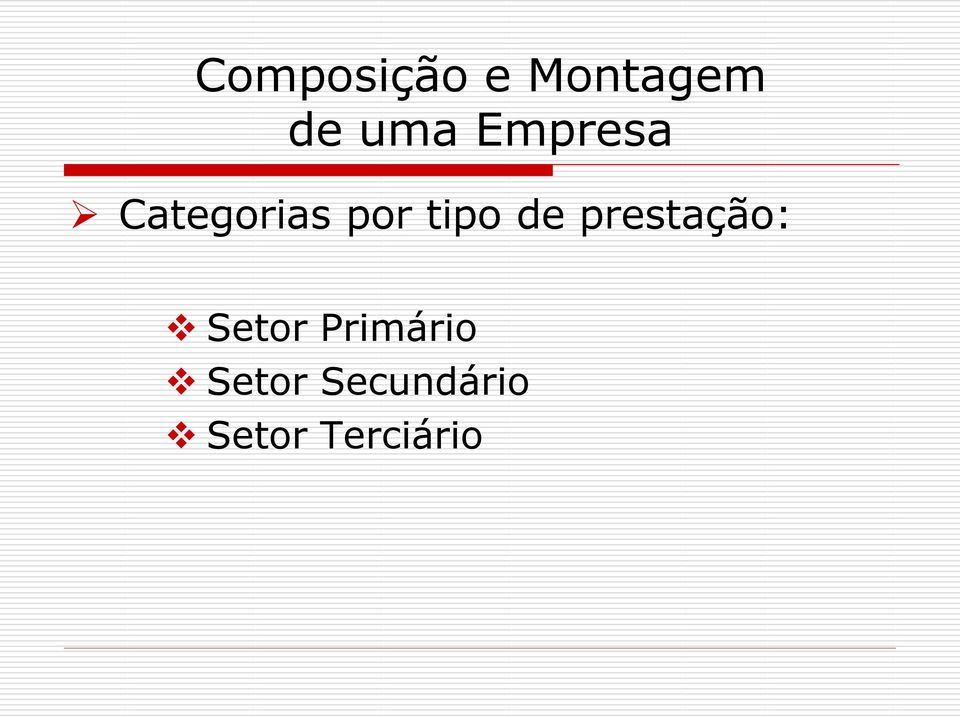 de prestação: Setor Primário