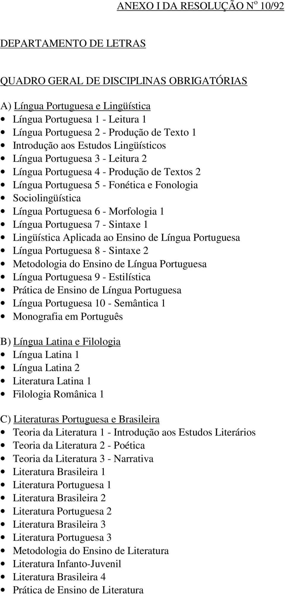 - Morfologia 1 Língua Portuguesa 7 - Sintaxe 1 Lingüística Aplicada ao Ensino de Língua Portuguesa Língua Portuguesa 8 - Sintaxe 2 Metodologia do Ensino de Língua Portuguesa Língua Portuguesa 9 -
