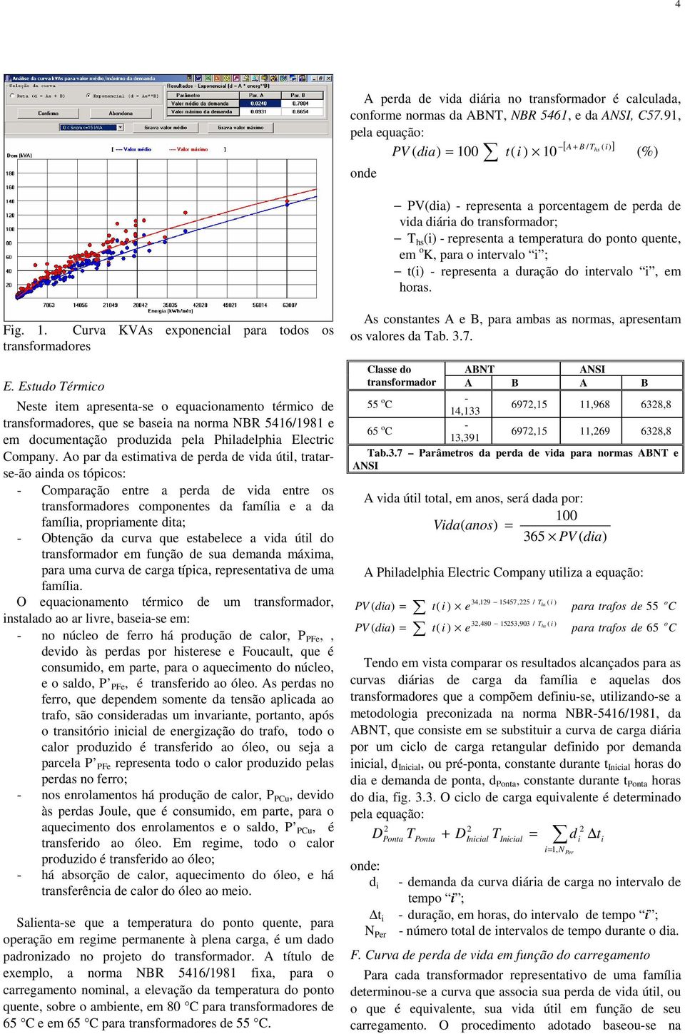 K, para o ntervalo ; t() - representa a duração do ntervalo, em horas. Fg. 1. urva KVAs exponencal para todos os transformadores E.