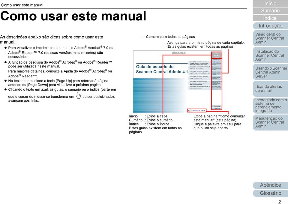 Para maiores detalhes, consulte a Ajuda do Adobe Acrobat ou Adobe Reader. No teclado, pressione a tecla [Page Up] para retornar à página anterior, ou [Page Down] para visualizar a próxima página.