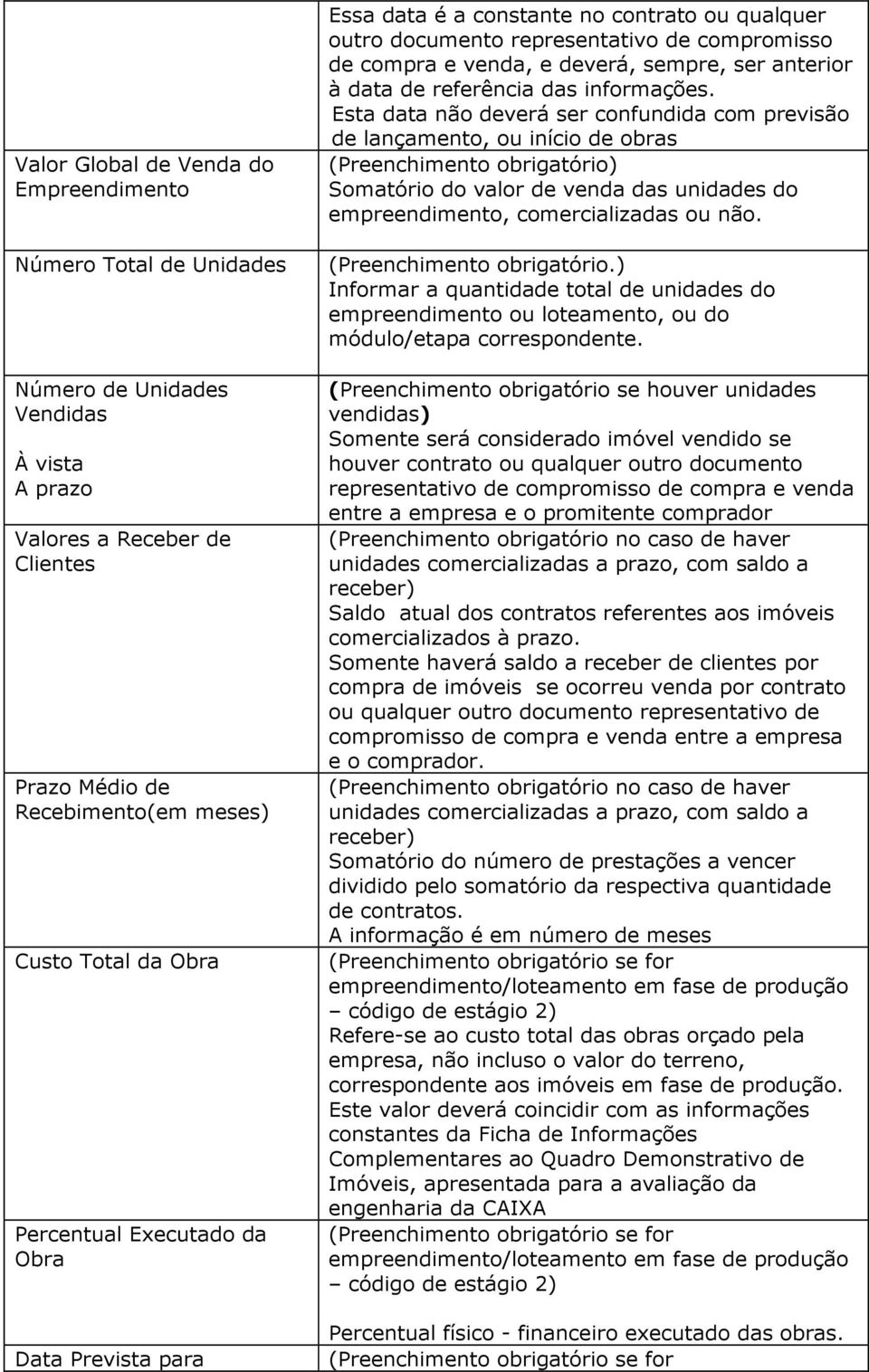 de referência das informações.