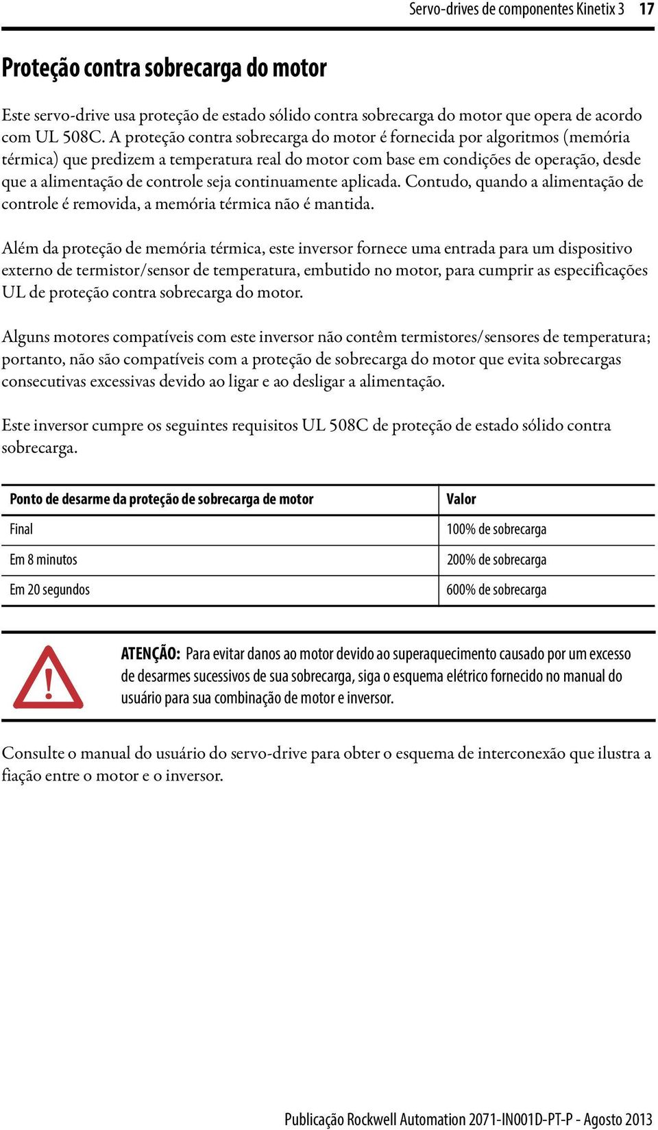 continuamente aplicada. Contudo, quando a alimentação de controle é removida, a memória térmica não é mantida.