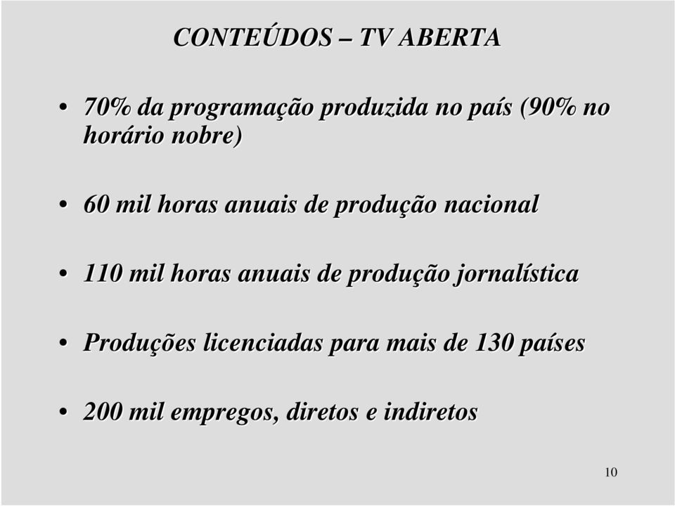 110 mil horas anuais de produção jornalística Produções