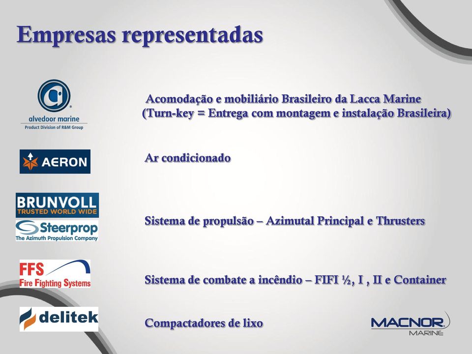 condicionado Sistema de propulsão Azimutal Principal e Thrusters