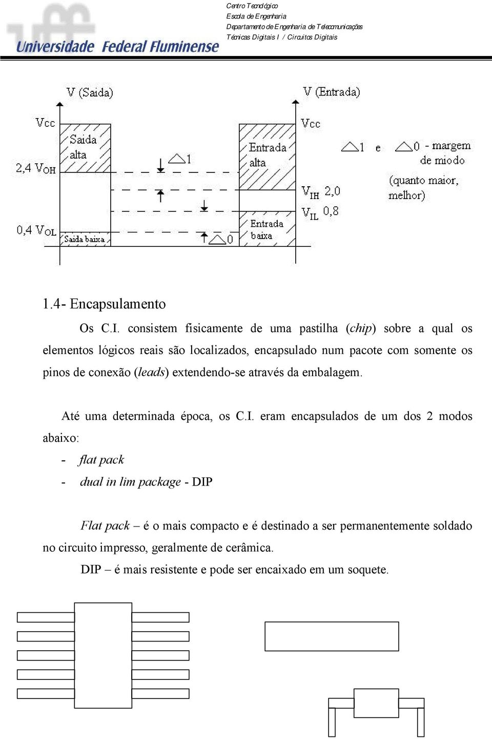 somente os pinos de conexão (leads) extendendo-se através da embalagem. Até uma determinada época, os C.I.