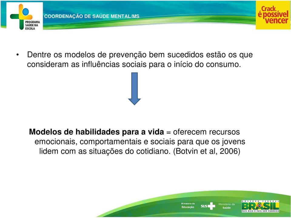 Modelos de habilidades para a vida = oferecem recursos emocionais,