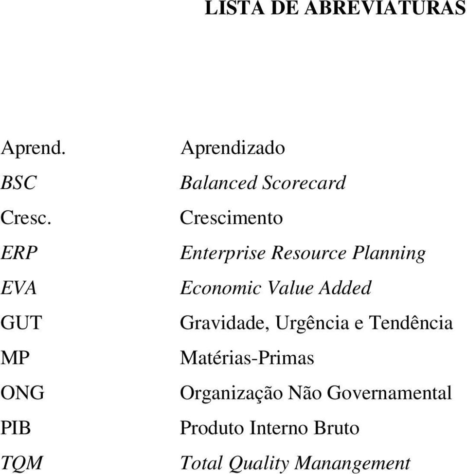 Enterprise Resource Planning Economic Value Added Gravidade, Urgência e