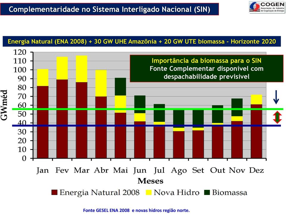 Importância da biomassa para o SIN Fonte Complementar disponível com despachabilidade previsível