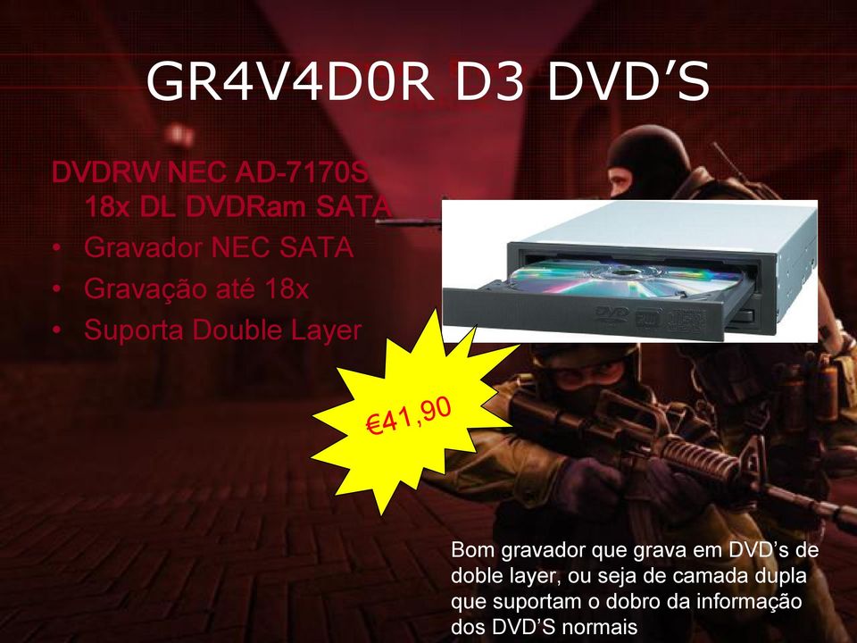 41,90 Bom gravador que grava em DVD s de doble layer, ou