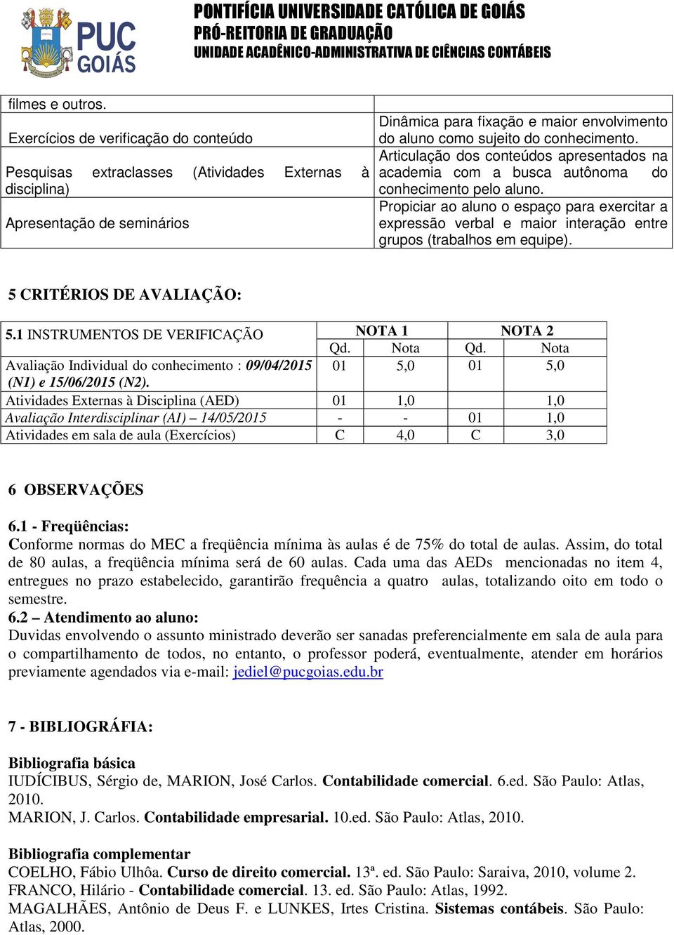 conhecimento. Articulação dos conteúdos apresentados na academia com a busca autônoma do conhecimento pelo aluno.