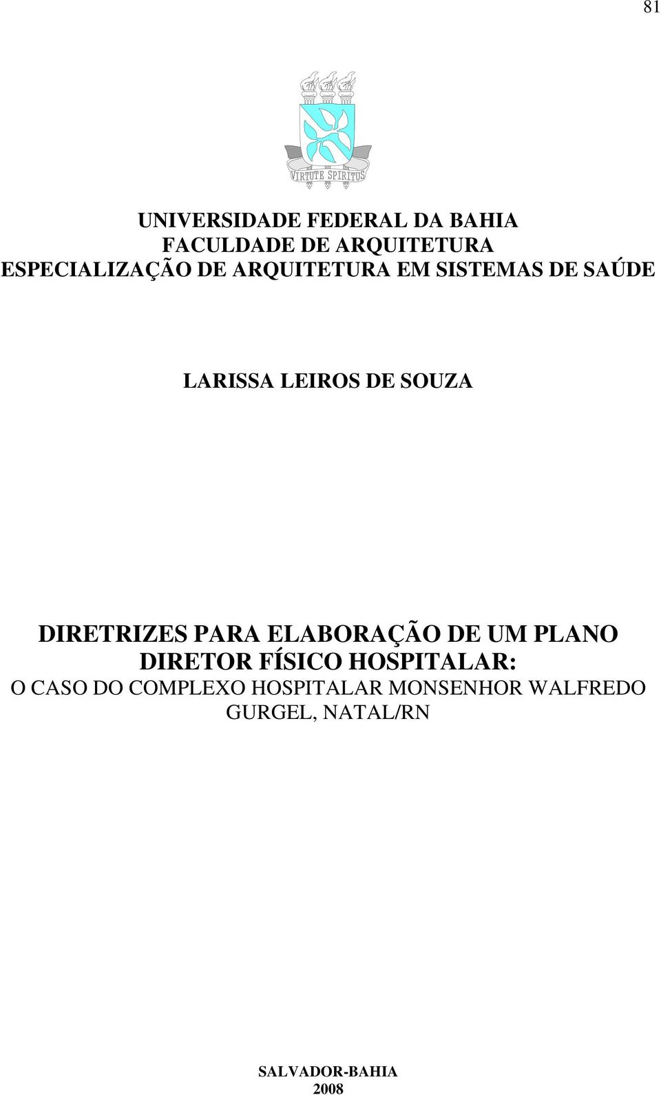 SOUZA DIRETRIZES PARA ELABORAÇÃO DE UM PLANO DIRETOR FÍSICO