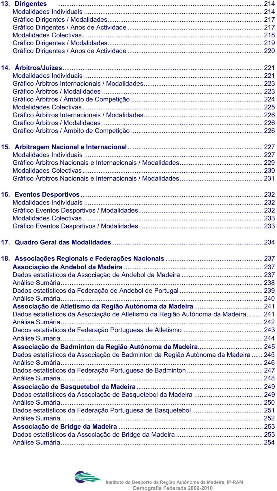 .. 225 Gráfico Árbitros Internacionais /... 226 Gráfico Árbitros /... 226 Gráfico Árbitros / Âmbito de Competição... 226 15. Arbitragem Nacional e Internacional... 227 Individuais.