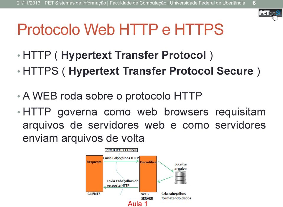 Hypertext Transfer Protocol Secure ) A WEB roda sobre o protocolo HTTP HTTP governa como