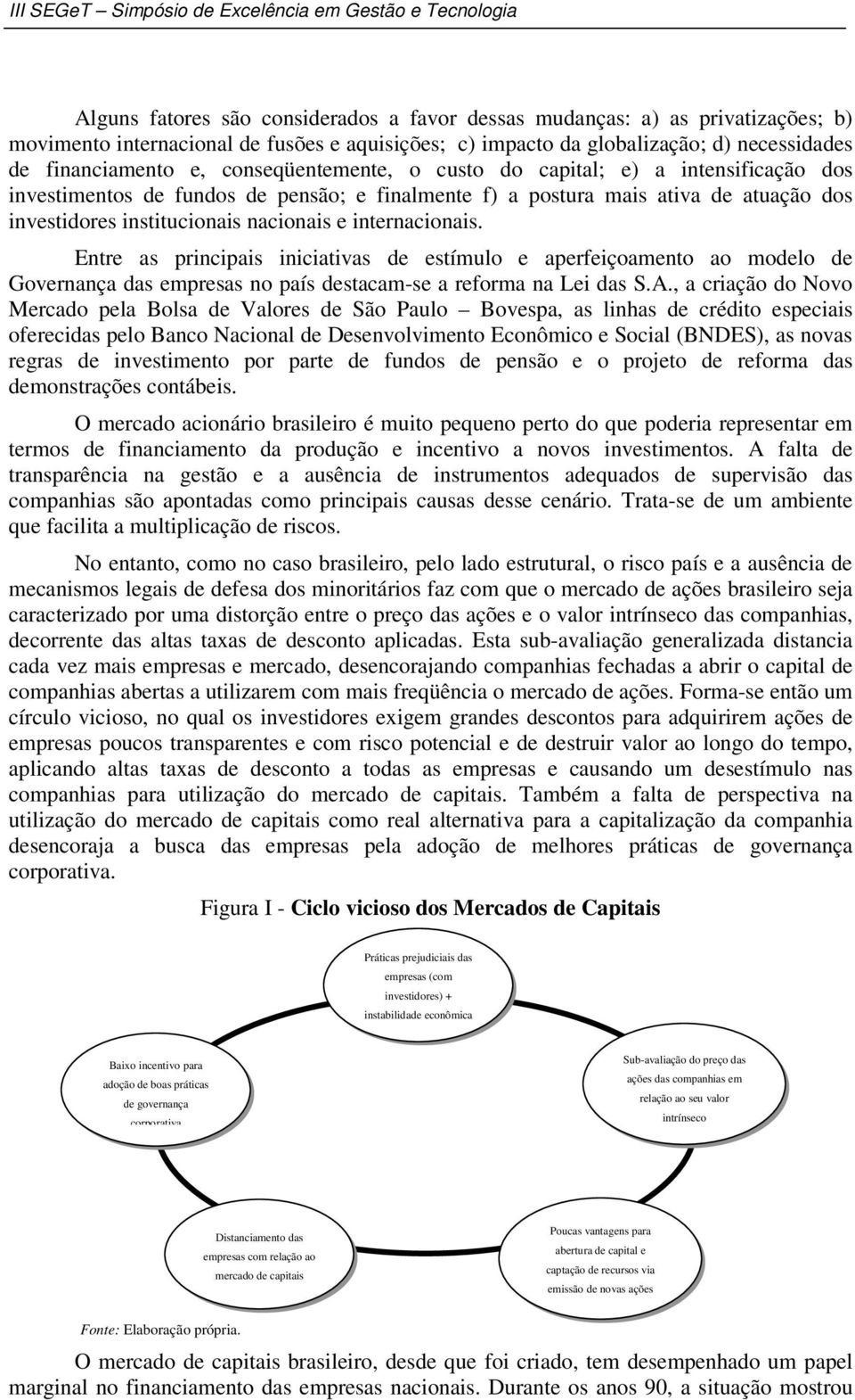 internacionais. Entre as principais iniciativas de estímulo e aperfeiçoamento ao modelo de Governança das empresas no país destacam-se a reforma na Lei das S.A.