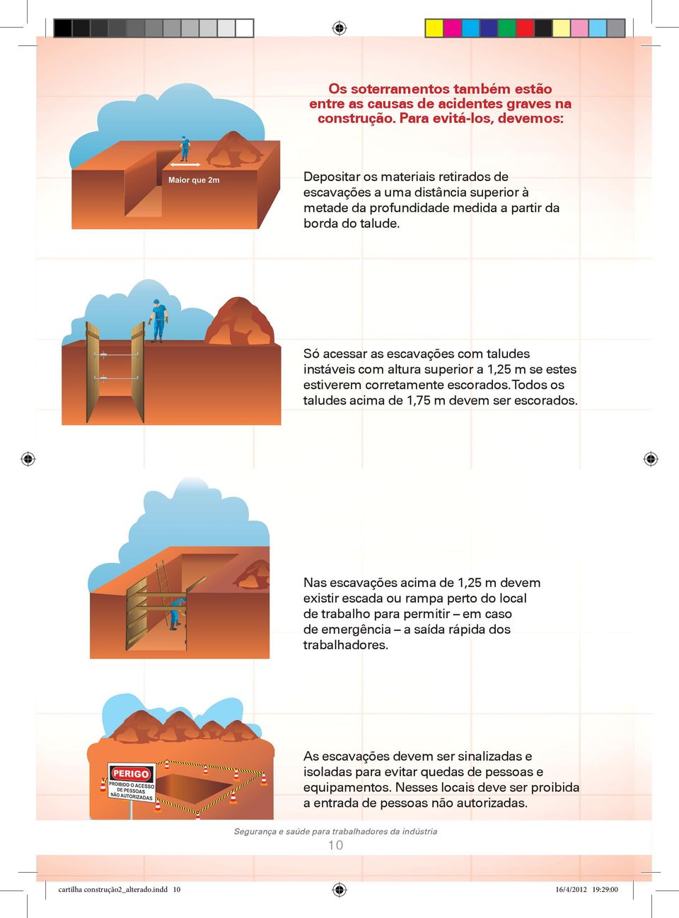 Só acessar as escavações com taludes instáveis com altura superior a 1,25 m se estes estiverem corretamente escorados.todos os taludes acima de 1,75 m devem ser escorados.