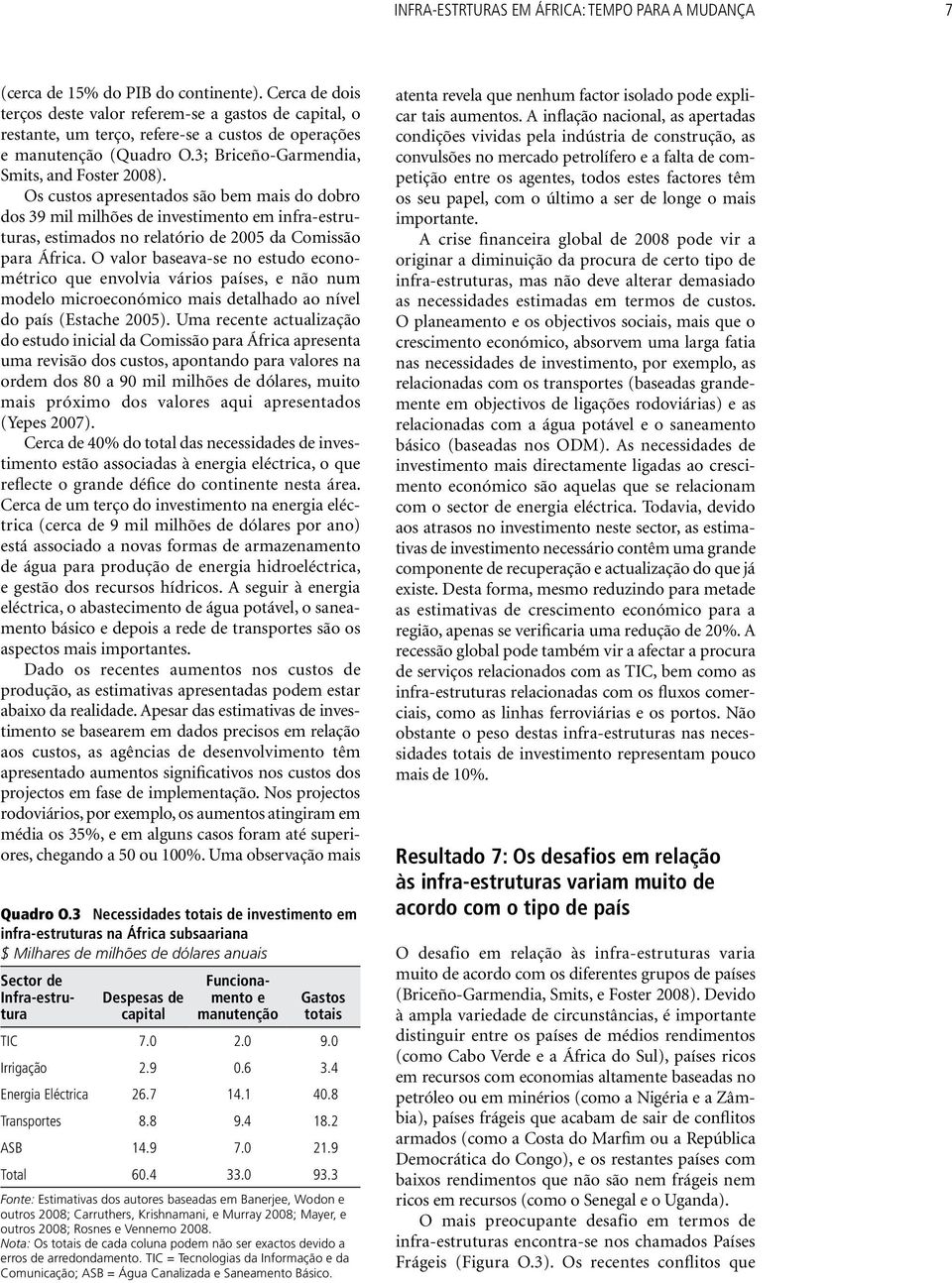 Os custos apresentados são bem mais do dobro dos 39 mil milhões de investimento em infra-estruturas, estimados no relatório de 2005 da Comissão para África.