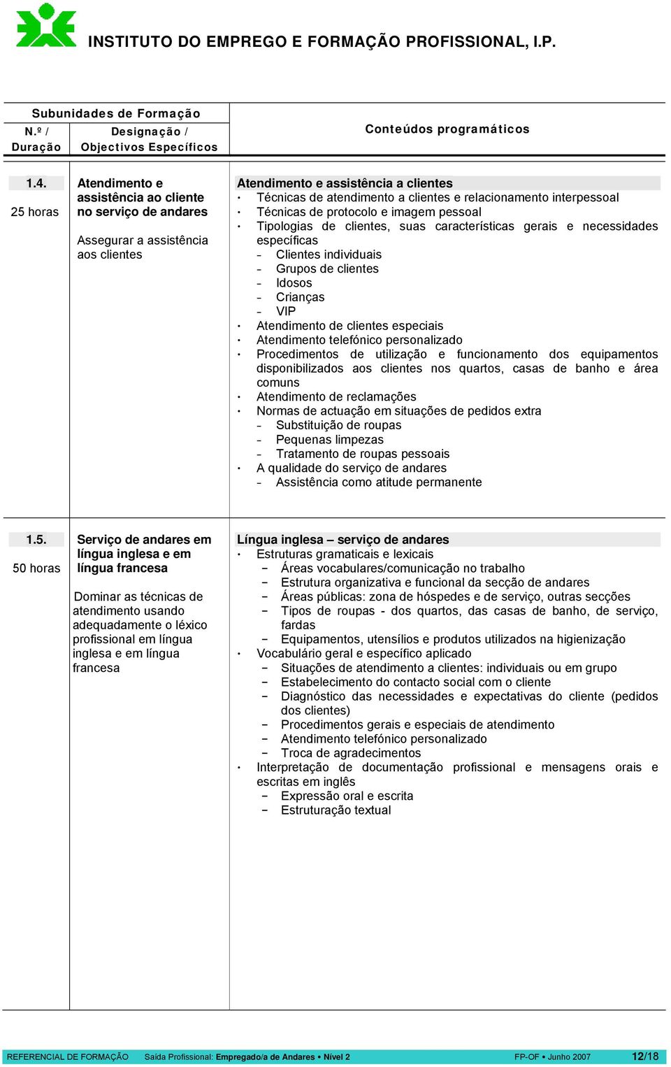 Atendimento de clientes especiais Atendimento telefónico personalizado Procedimentos de utilização e funcionamento dos equipamentos disponibilizados aos clientes nos quartos, casas de banho e área