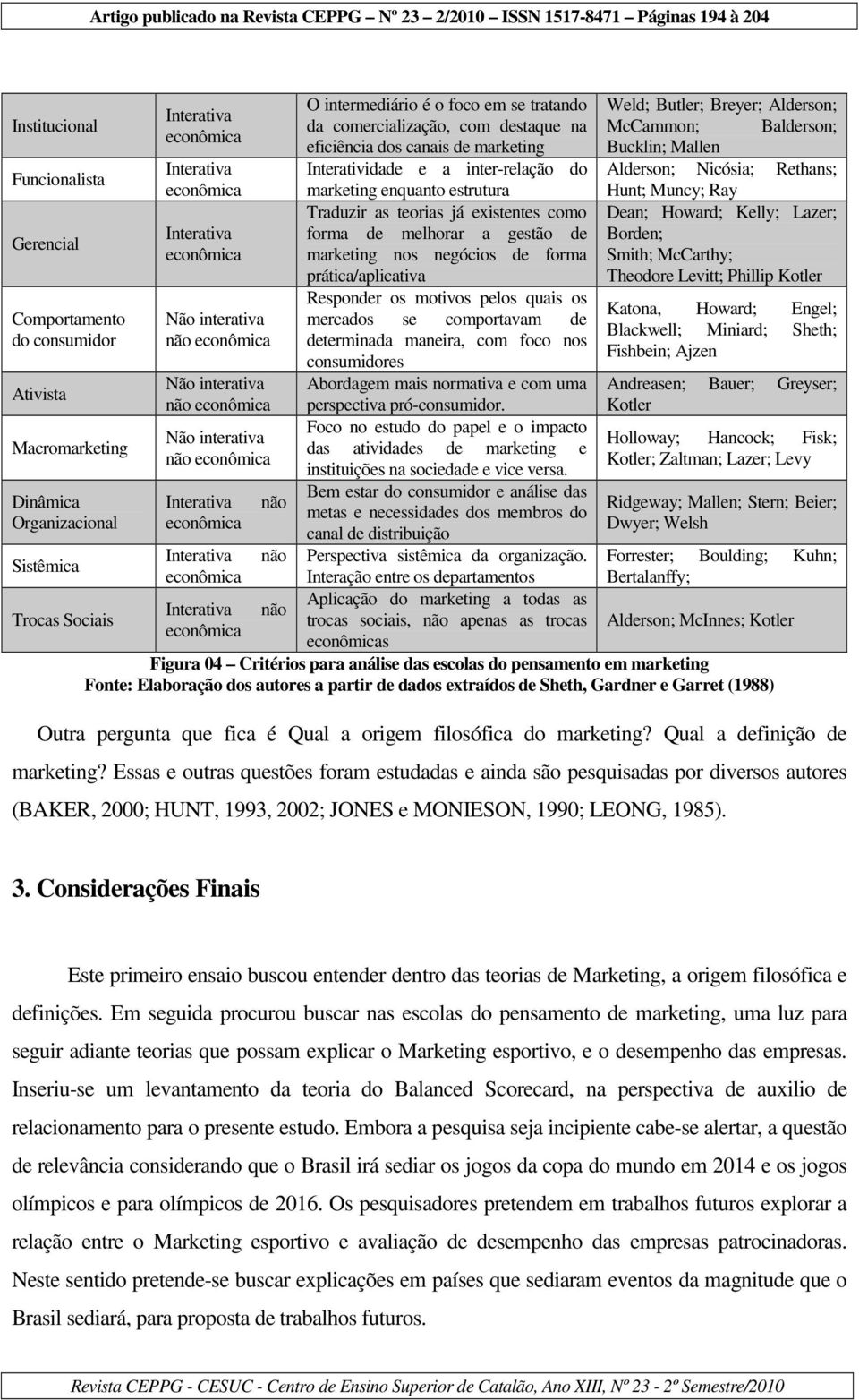 gestão de marketing nos negócios de forma prática/aplicativa Responder os motivos pelos quais os mercados se comportavam de determinada maneira, com foco nos consumidores Abordagem mais normativa e