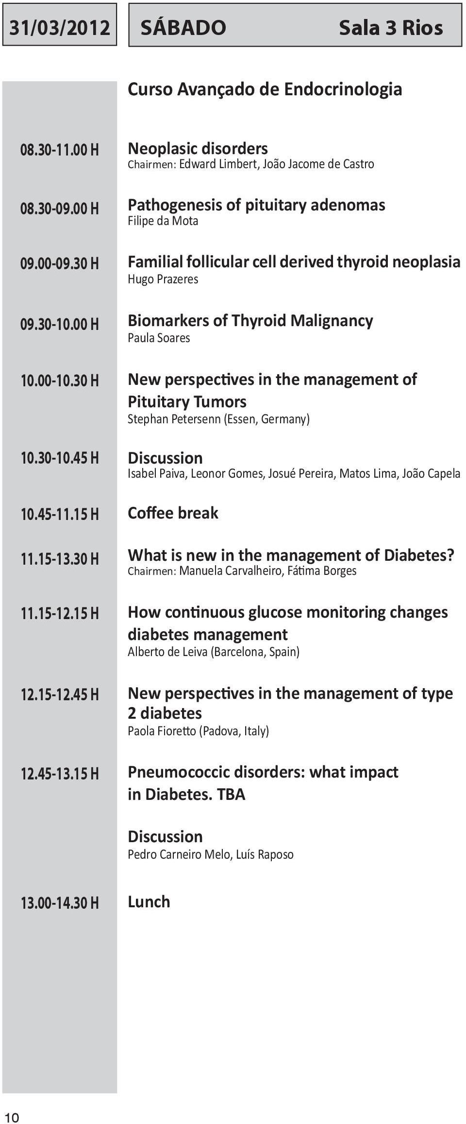 15 H Neoplasic disorders Chairmen: Edward Limbert, João Jacome de Castro Pathogenesis of pituitary adenomas Filipe da Mota Familial follicular cell derived thyroid neoplasia Hugo Prazeres Biomarkers