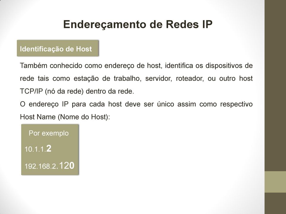 host TCP/IP (nó da rede) dentro da rede.