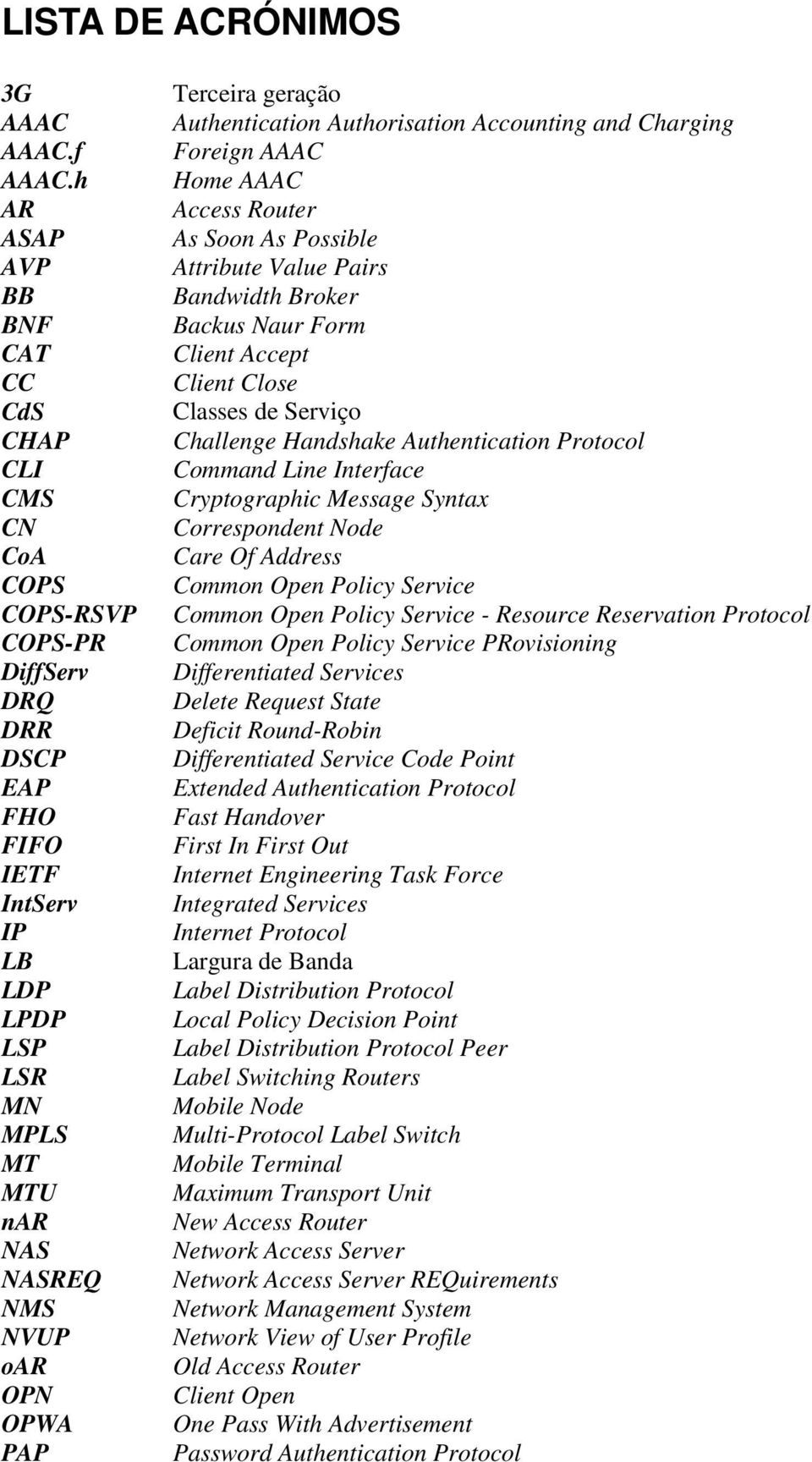 PAP Terceira geração Authentication Authorisation Accounting and Charging Foreign AAAC Home AAAC Access Router As Soon As Possible Attribute Value Pairs Bandwidth Broker Backus Naur Form Client