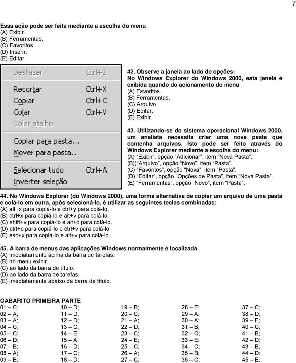 Utilizando-se do sistema operacional Windows 2000, um analista necessita criar uma nova pasta que contenha arquivos.