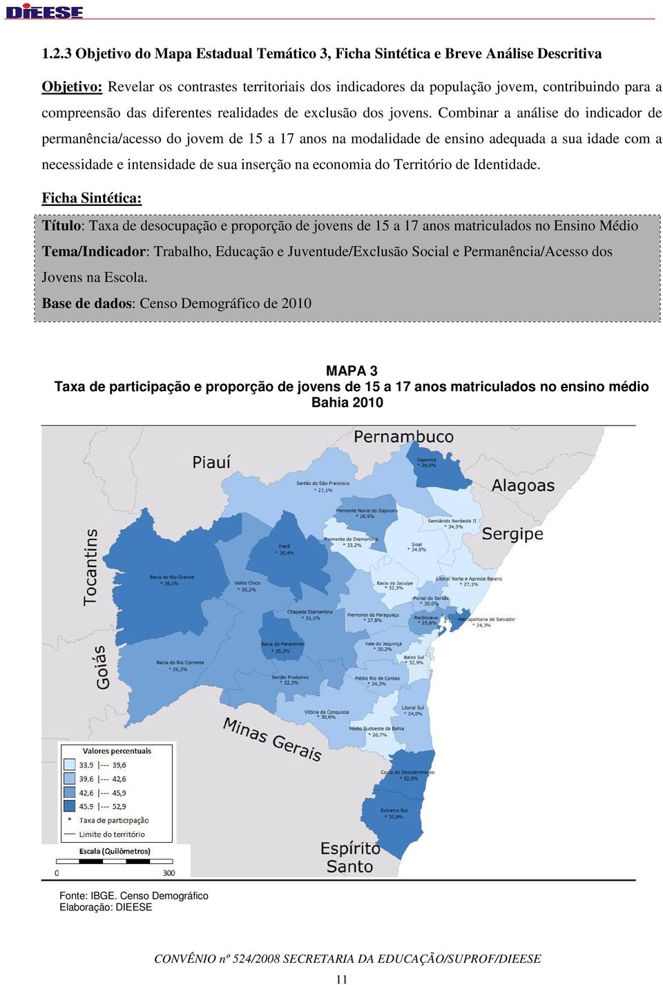 Combinar a análise do indicador de permanência/acesso do jovem de 15 a 17 anos na modalidade de ensino adequada a sua idade com a necessidade e intensidade de sua inserção na economia do Território