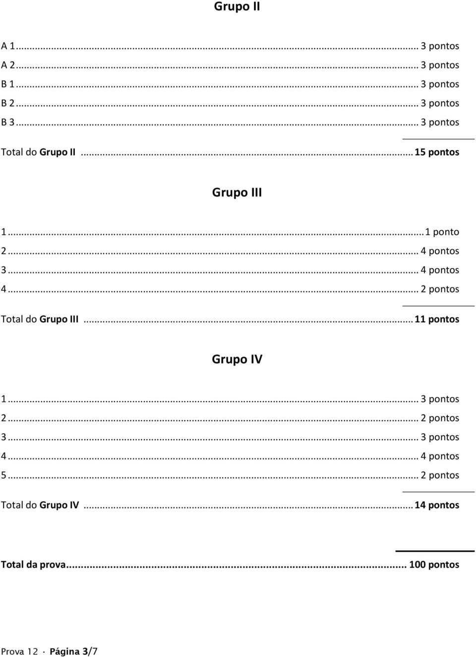 .. 2 pontos Total do II... 11 pontos V 1... 3 pontos 2... 2 pontos 3... 3 pontos 4.