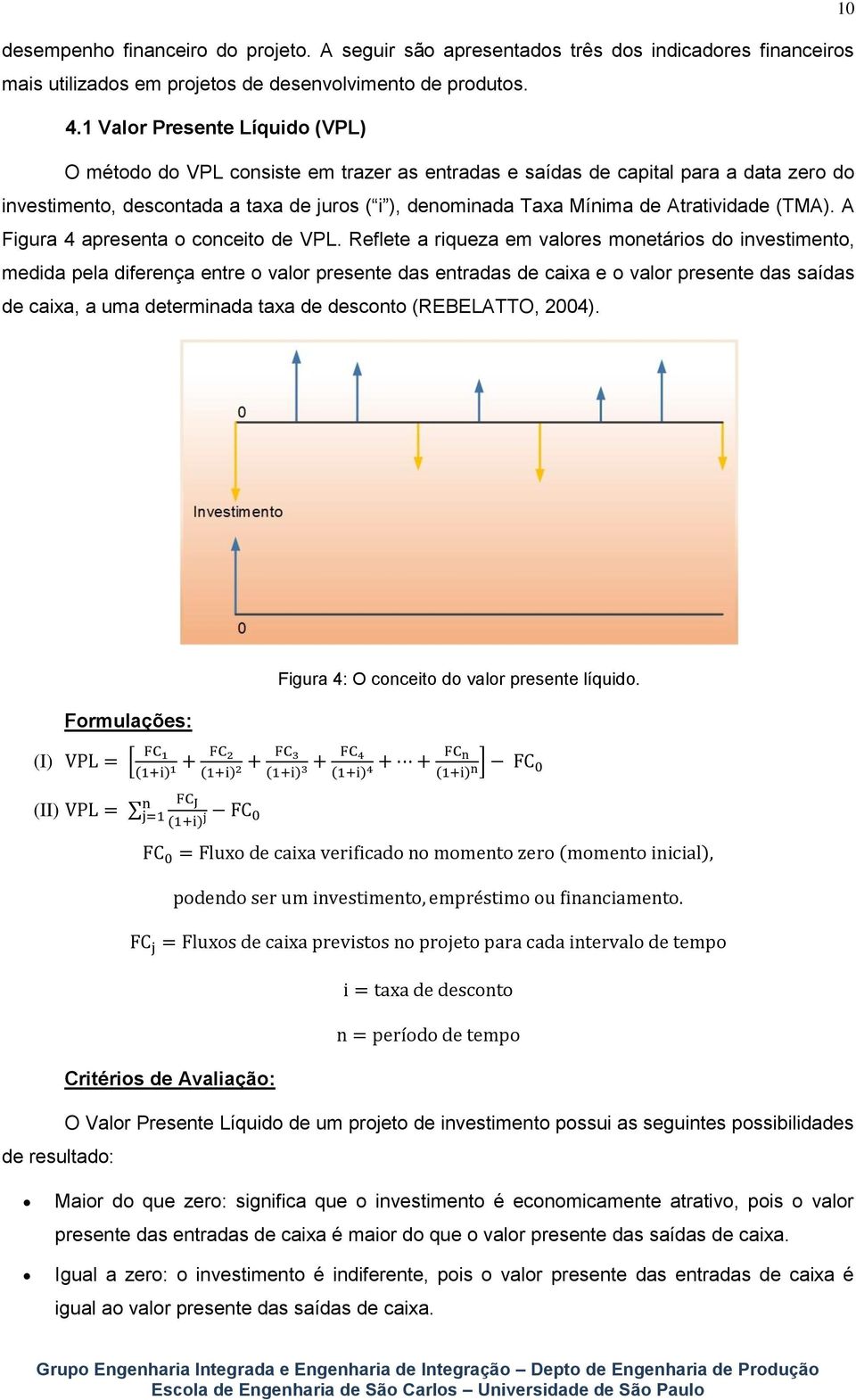 Atratividade (TMA). A Figura 4 apresenta o conceito de VPL.