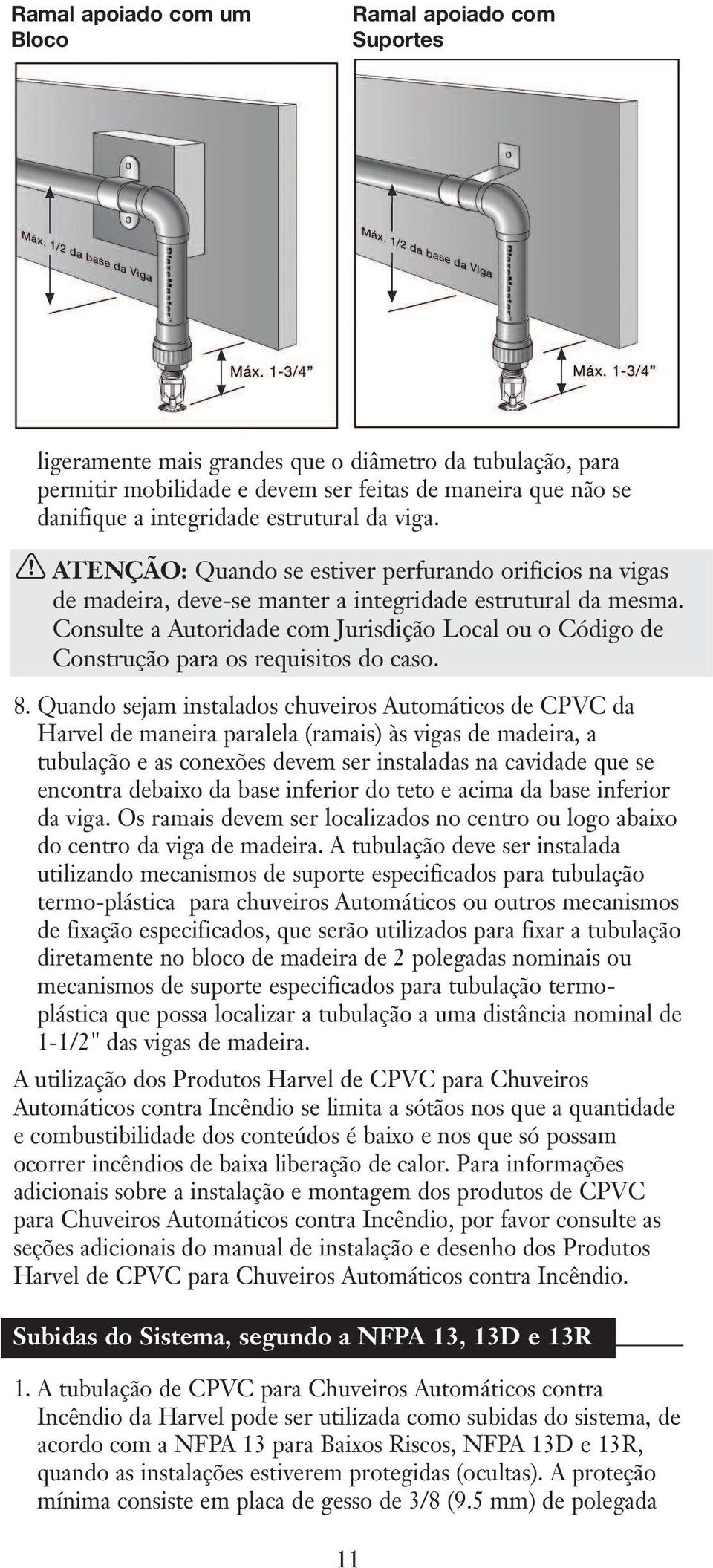 Consulte a Autoridade com Jurisdição Local ou o Código de Construção para os requisitos do caso. 8.