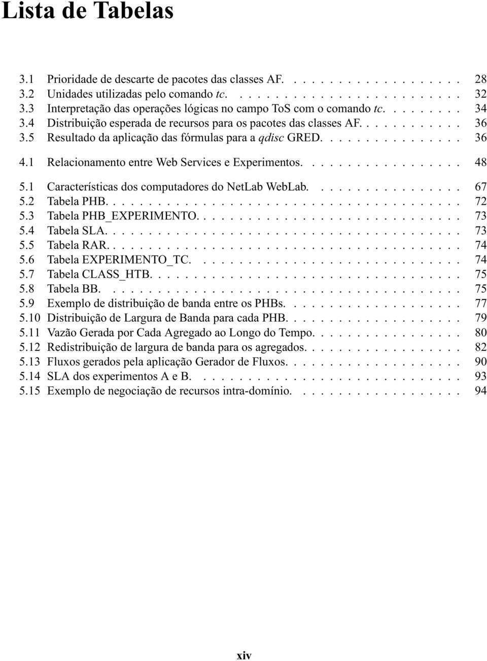 5 Resultado da aplicação das fórmulas para a qdisc GRED................ 36 4.1 Relacionamento entre Web Services e Experimentos.................. 48 5.