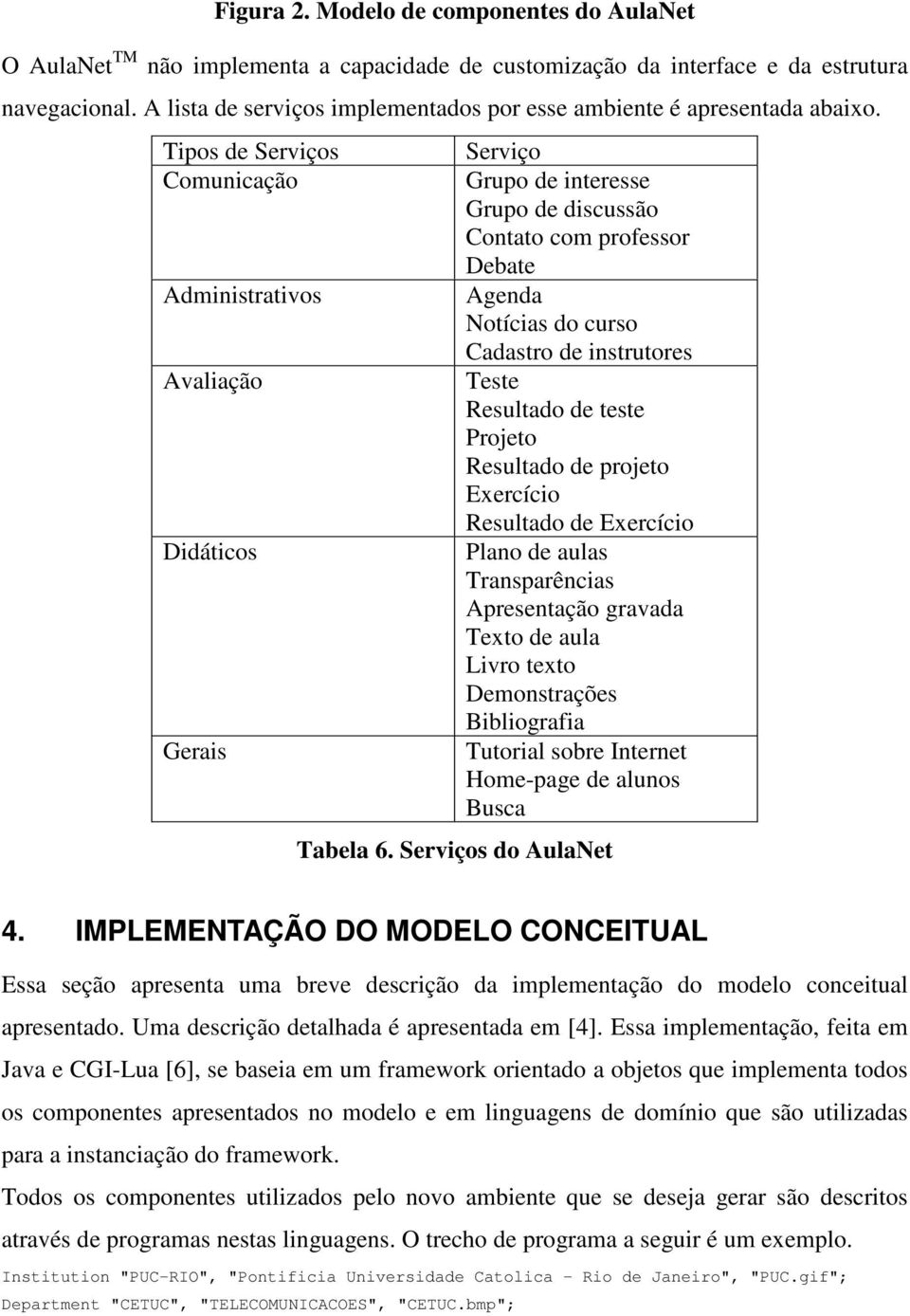 Tipos de Serviços Comunicação Administrativos Avaliação Didáticos Gerais Serviço Grupo de interesse Grupo de discussão Contato com professor Debate Agenda Notícias do curso Cadastro de instrutores