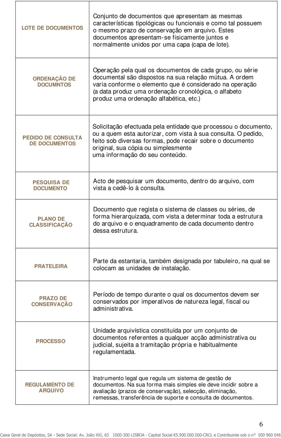 ORDENAÇÃO DE DOCUMNTOS Operação pela qual os documentos de cada grupo, ou série documental são dispostos na sua relação mútua.