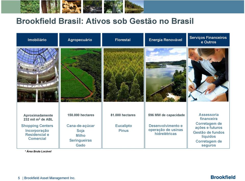 000 hectares 596 MW de capacidade Cana-de-açúcar Soja Milho Seringueiras Gado Eucalipto Pinus Desenvolvimento e operação de usinas