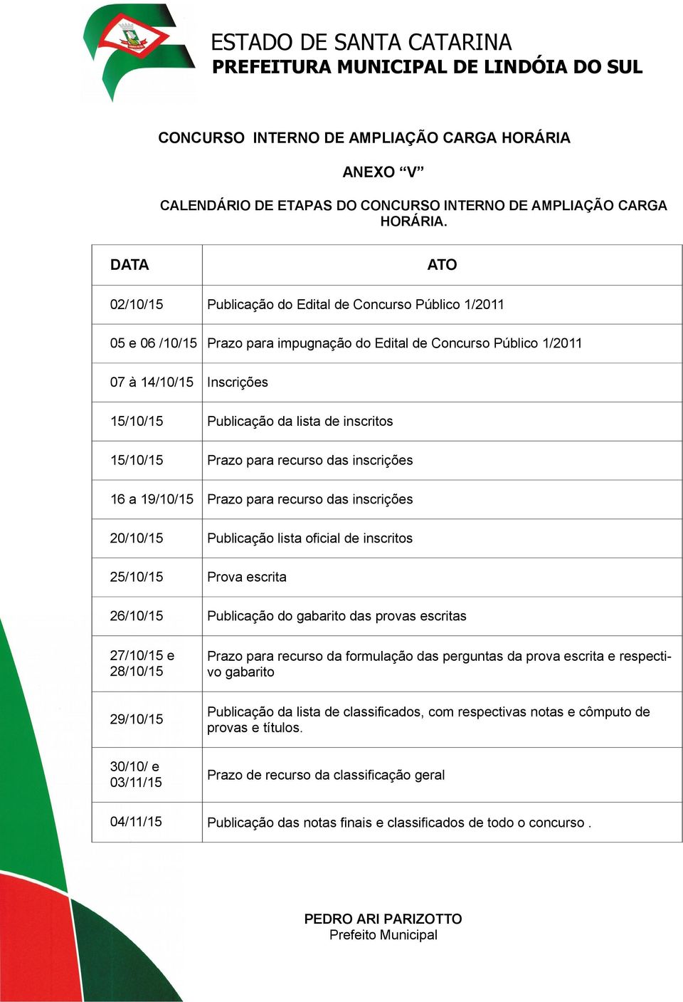 inscritos 15/10/15 Prazo para recurso das inscrições 16 a 19/10/15 Prazo para recurso das inscrições 20/10/15 Publicação lista oficial de inscritos 25/10/15 Prova escrita 26/10/15 Publicação do