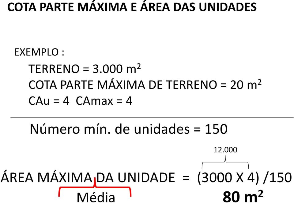 000 m 2 COTA PARTE MÁXIMA DE TERRENO = 20 m 2 CAu = 4