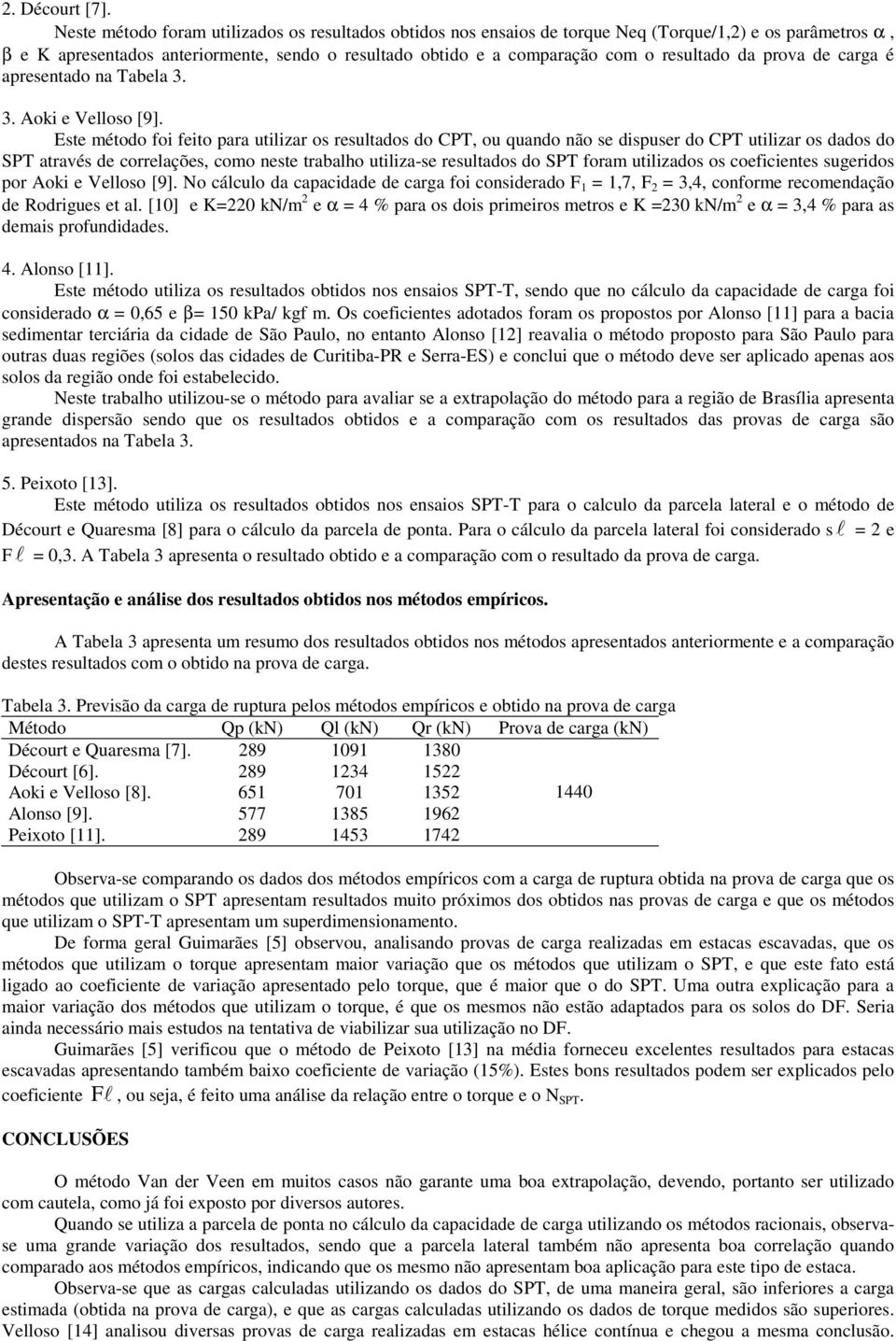 prova de arga é apresentado na Tabela 3. 3. Aoki e Velloso [9].