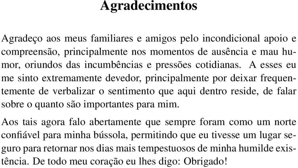 A esses eu me sinto extremamente devedor, principalmente por deixar frequentemente de verbalizar o sentimento que aqui dentro reside, de falar sobre o