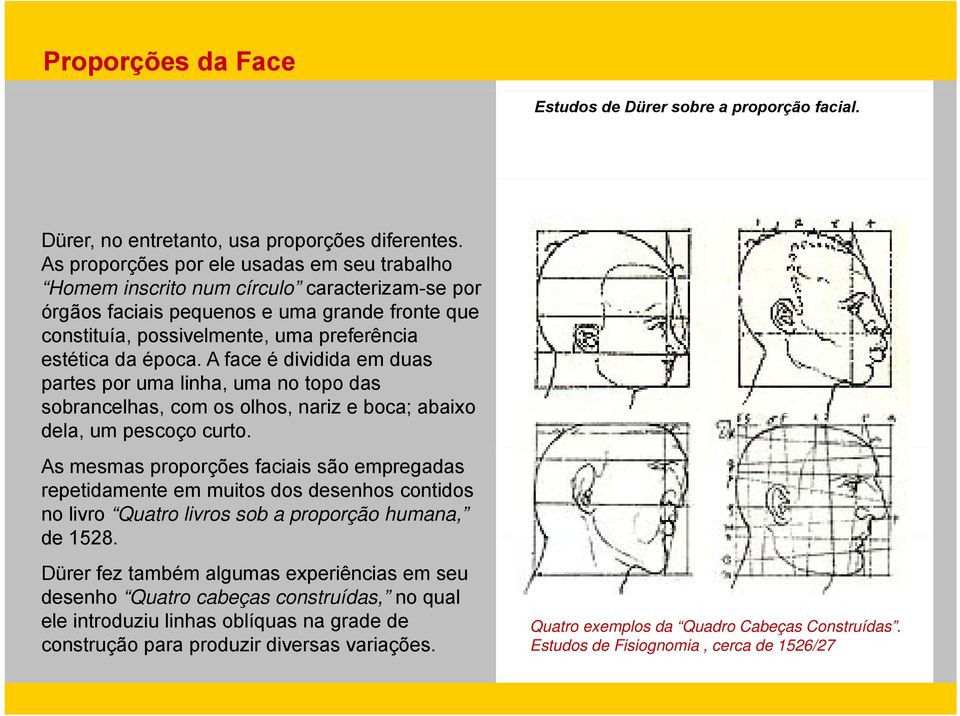 época. A face é dividida em duas partes por uma linha, uma no topo das sobrancelhas, com os olhos, nariz e boca; abaixo dela, um pescoço curto.